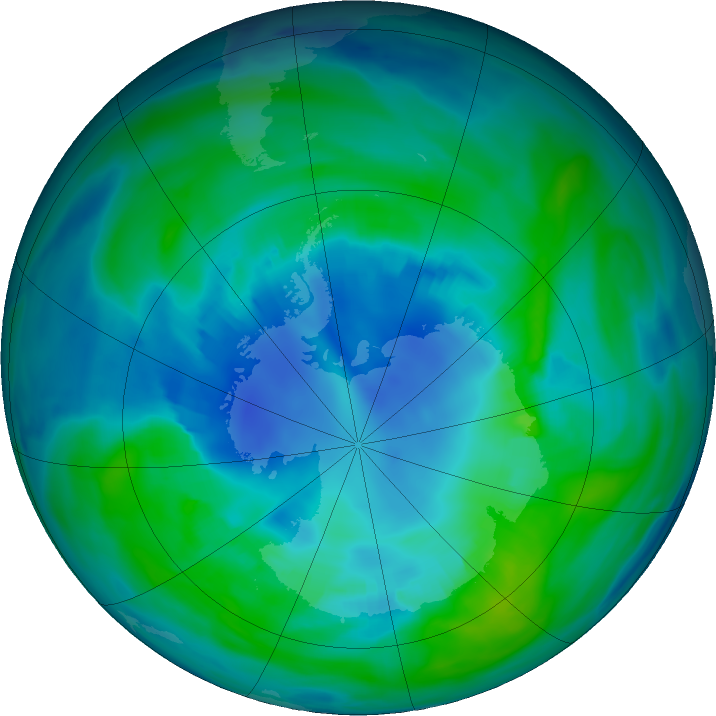 Antarctic ozone map for 23 April 2018